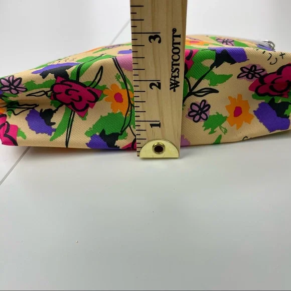Clinique Bright Colored Floral Zip Closure Makeup Bag - Picture 6 of 6